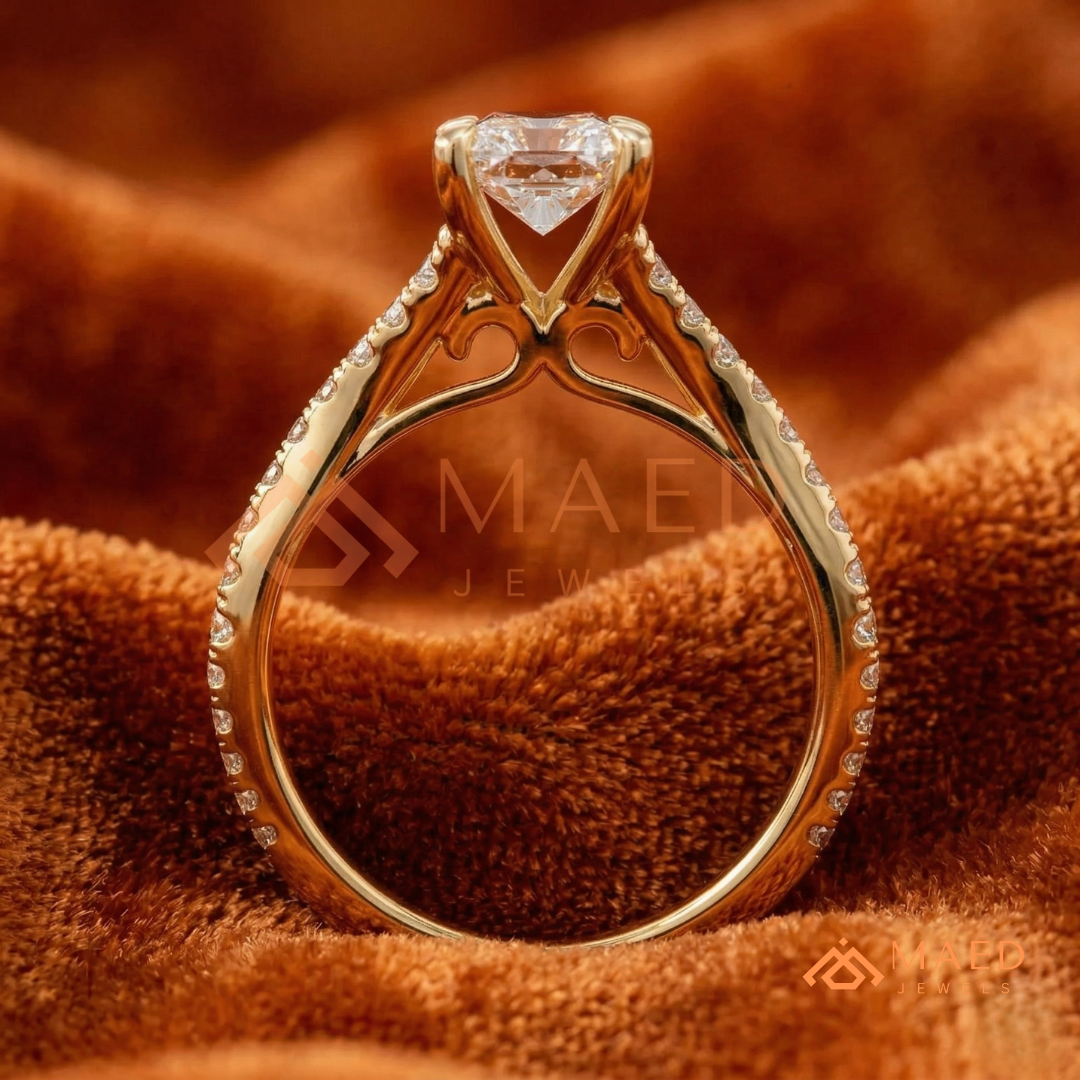 Radiant Cut Criss-Cross Engagement Ring in Sterling Silver, 14K Gold & 14K Rose Gold