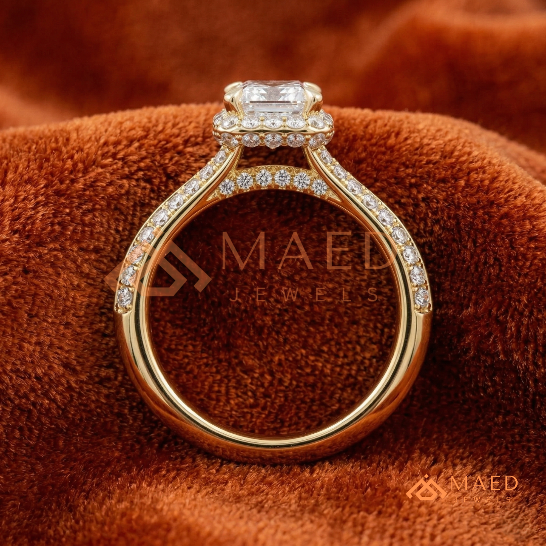 Classic Round 3-Stone Engagement Ring with Twisted Pavé Band