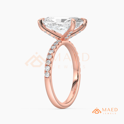Radiant Cut Diamond Hidden Halo Engagement Ring in 14K Gold, Rose Gold & Silver