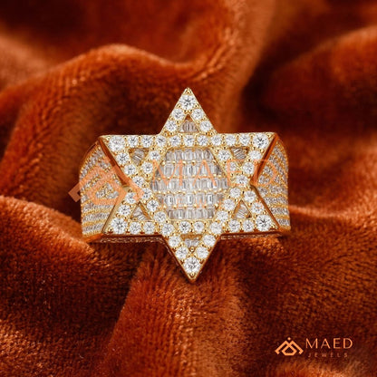 Men's Iced-Out Star of David Ring | Sterling Silver, 14K Gold & Rose Gold