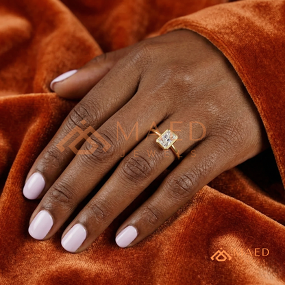 Radiant Cut Diamond Bezel Solitaire Ring | 14k Gold, Rose Gold & Sterling Silver
