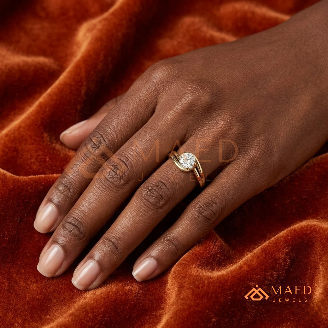 Marquise Cut Solitaire Engagement Ring with Multi-Row Pavé Band – Silver, 14K Gold, or 14K Rose Gold