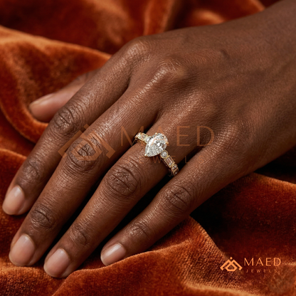 Vintage Pear Cut Multi-Stone Engagement Ring | 14K Gold, Rose Gold & Silver
