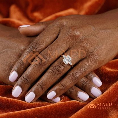 Radiant Cut Engagement Ring with Pear Side Stones | 14k Gold, Rose Gold & Silver
