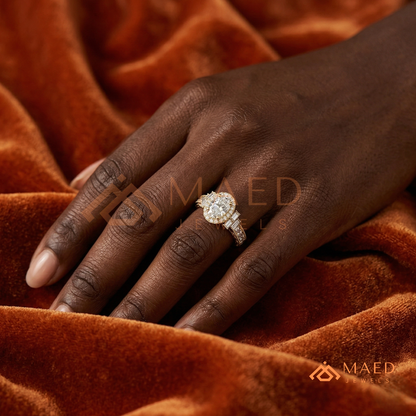 Heirloom Oval Halo [Gemstone Type] Ring with Filigree Band in 14K Gold, Rose Gold & Silver