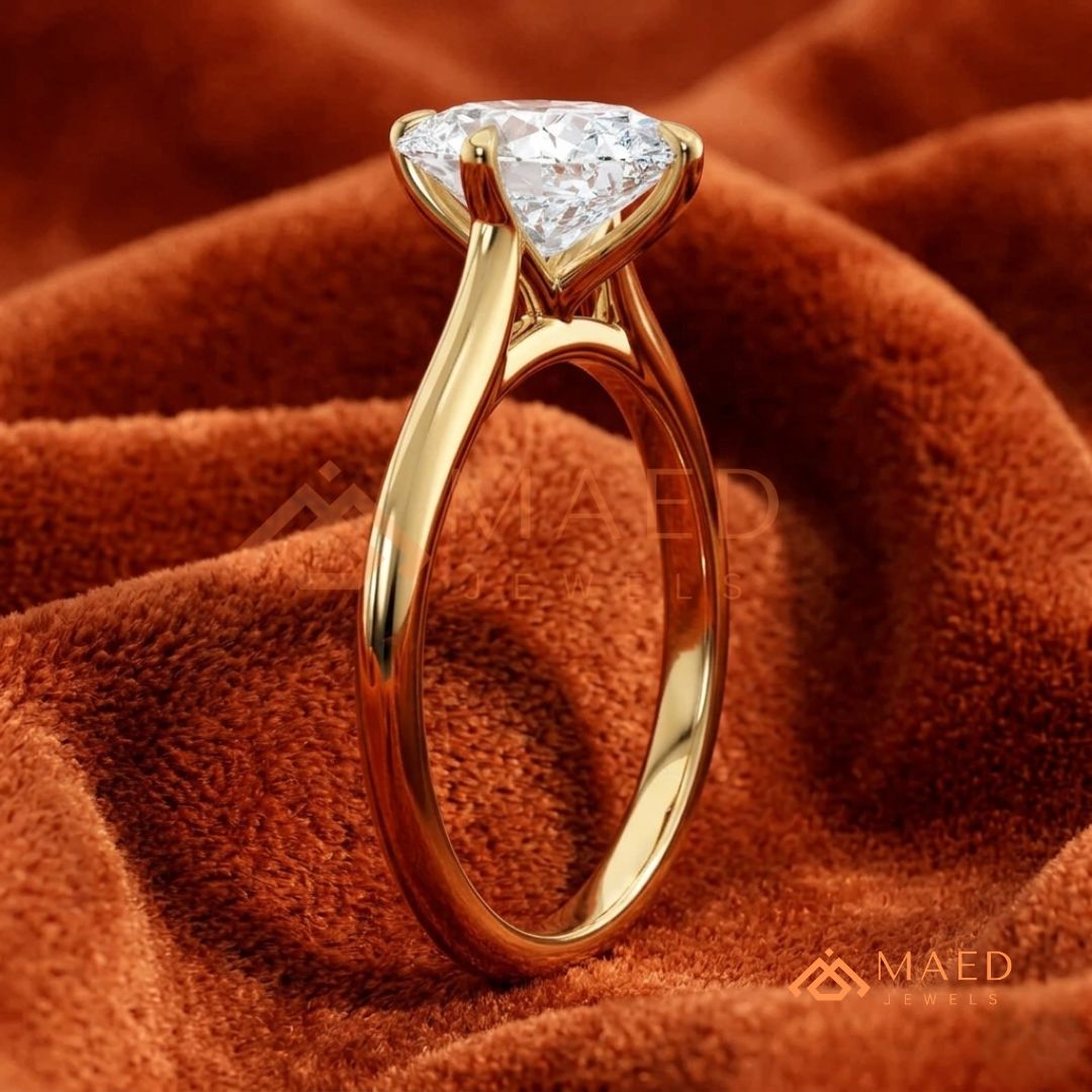 Elongated Oval Cut Solitaire Engagement Ring | 14k Gold, Rose Gold & Sterling Silver