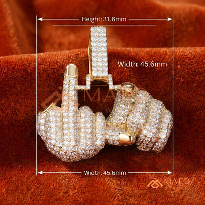 Ice Out Middle Finger Hand Gesture Pendant – Bold Statement Streetwear Jewelry