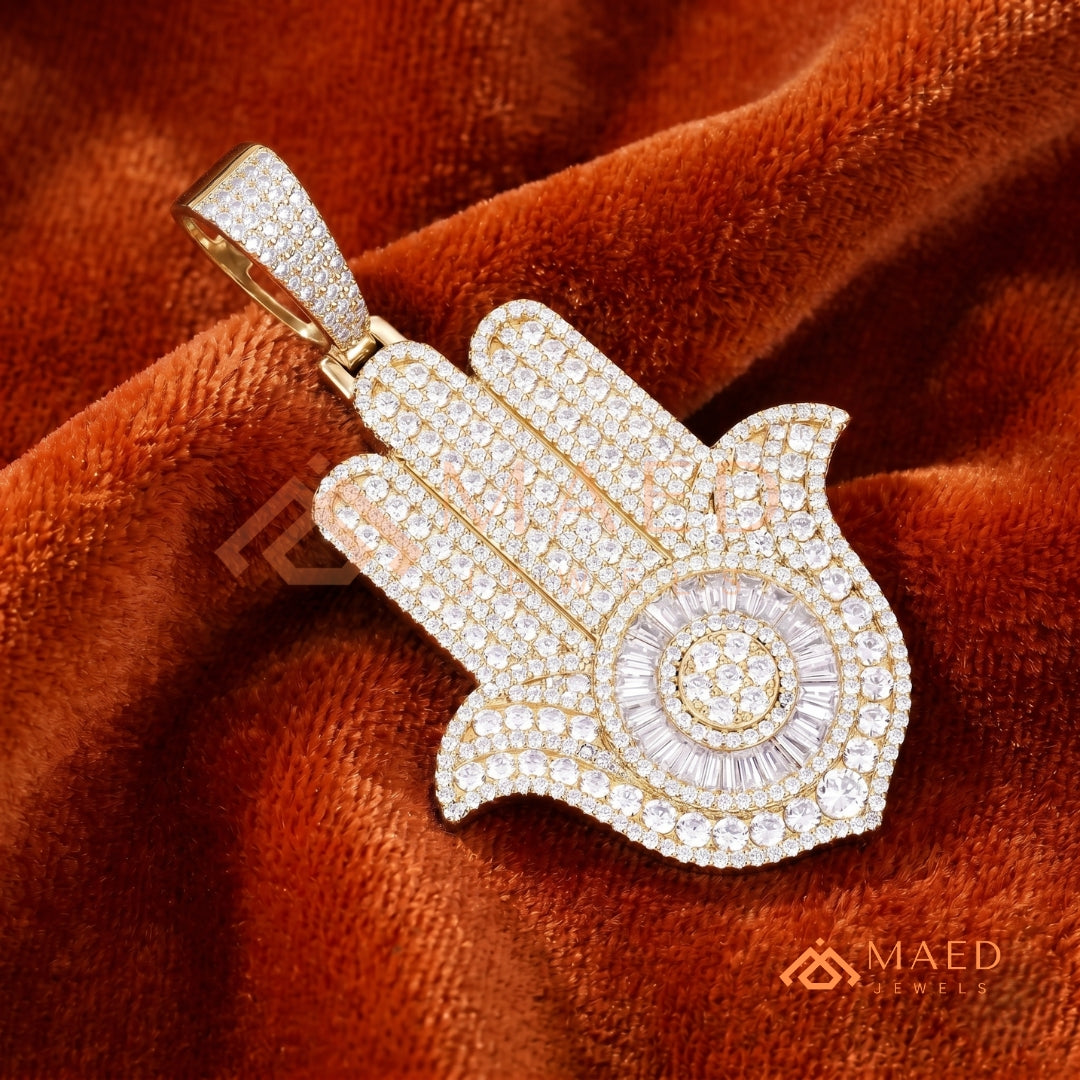 Iced Out Hamsa Hand Statement Pendant – Protective Symbol Medallion