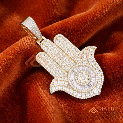 Iced Out Hamsa Hand Statement Pendant – Protective Symbol Medallion