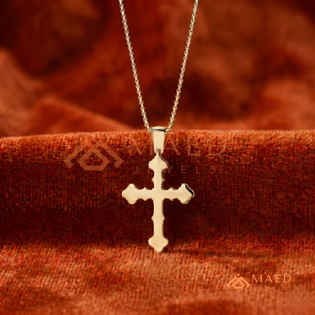 The Cathedral Pavé Cross | Ornate Trefoil Gothic Crucifix Pendant