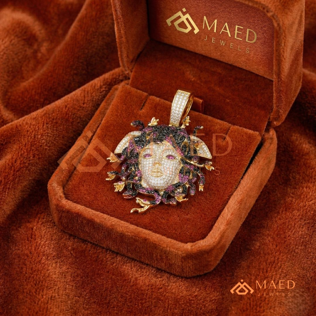 Fully Flooded Multi-Color Medusa Head Charm – Exotic Serpent Pendant
