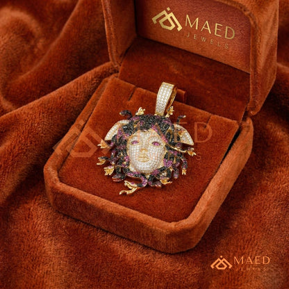 Fully Flooded Multi-Color Medusa Head Charm – Exotic Serpent Pendant
