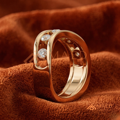 Contoured Open-Channel Diamond Ring | Silver, 14K Yellow & Rose Gold