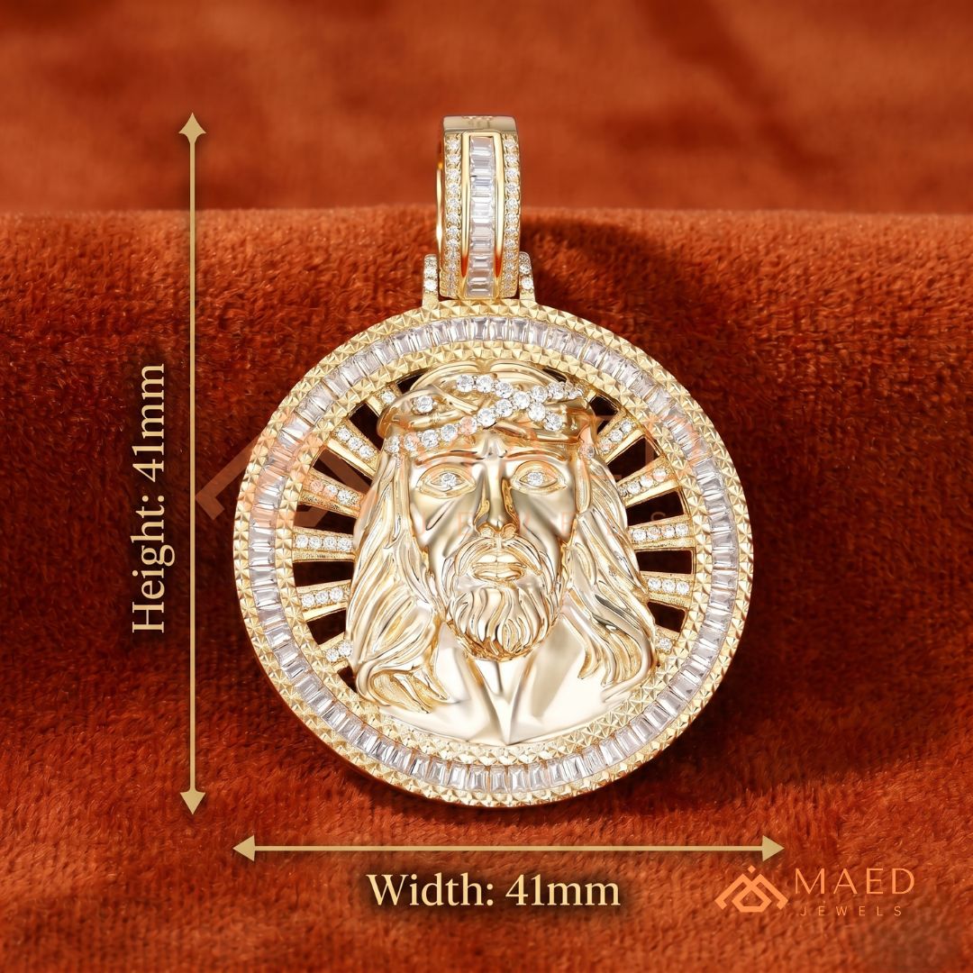 Diamond Jesus Piece Medallion Pendant | 14K Gold, Rose Gold & Sterling Silver