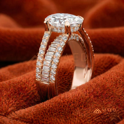 Art Deco Emerald Cut Engagement Ring with Stepped Baguette Side Stones