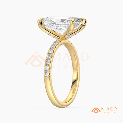 Radiant Cut Diamond Hidden Halo Engagement Ring in 14K Gold, Rose Gold & Silver