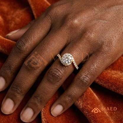 Ethereal Swirl Halo [Gemstone Type] Ring in 14K Yellow Gold, Rose Gold & Silver