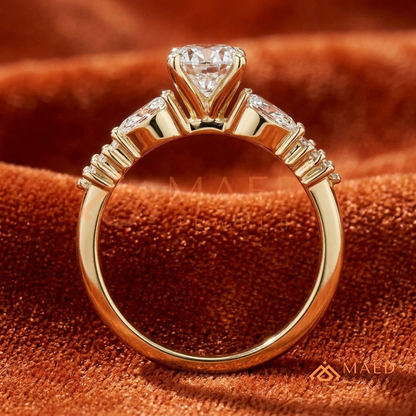 Devotion Oval and Pear Cut Multi-Stone Ring in 14K Yellow Gold, Rose Gold & Silver