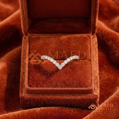 Curved V-Shaped Contoured Nesting Ring in Silver, 14K Yellow Gold, or Rose Gold