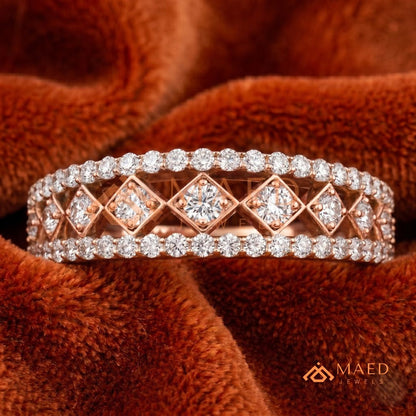 Geometric Openwork Pavé Statement Ring in Silver, 14K Yellow Gold, or Rose Gold