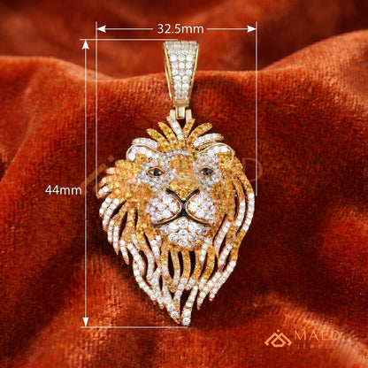 Majestic Lion Head Statement Pendant – Iced Out Diamond-Style Medallion