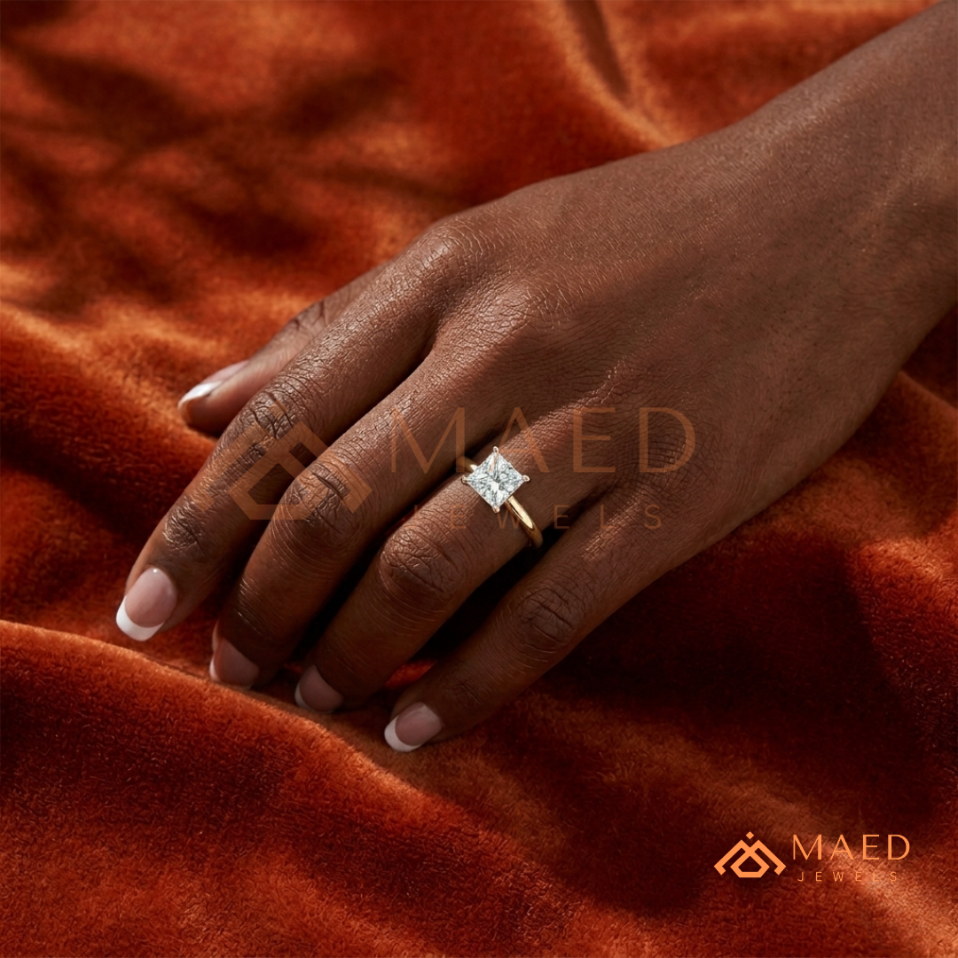 Classic Princess Cut Solitaire Engagement Ring | 14k Gold, Rose Gold & Sterling Silver