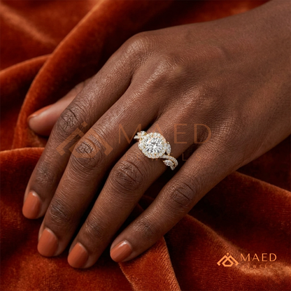 Radiant Cut Double Halo Engagement Ring with Twisted Shank