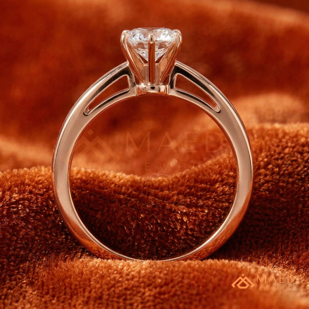 Classic Round Brilliant [Gemstone Type] Tiffany Style Ring in 14K Yellow Gold, Rose Gold & Silver