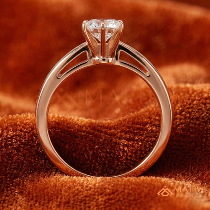 Classic Round Brilliant [Gemstone Type] Tiffany Style Ring in 14K Yellow Gold, Rose Gold & Silver