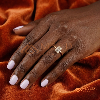 The Rowan Radiant Half-Bezel Engagement Ring – Silver, 14K Yellow & Rose Gold