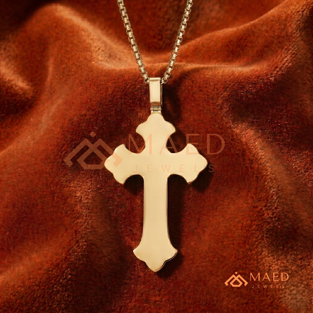 Royal Baroque Diamond Cross Statement Pendant | Silver, 14K Yellow & Rose Gold