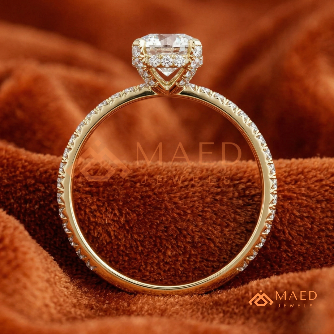Classic Solitaire Engagement Ring with Pavé Band