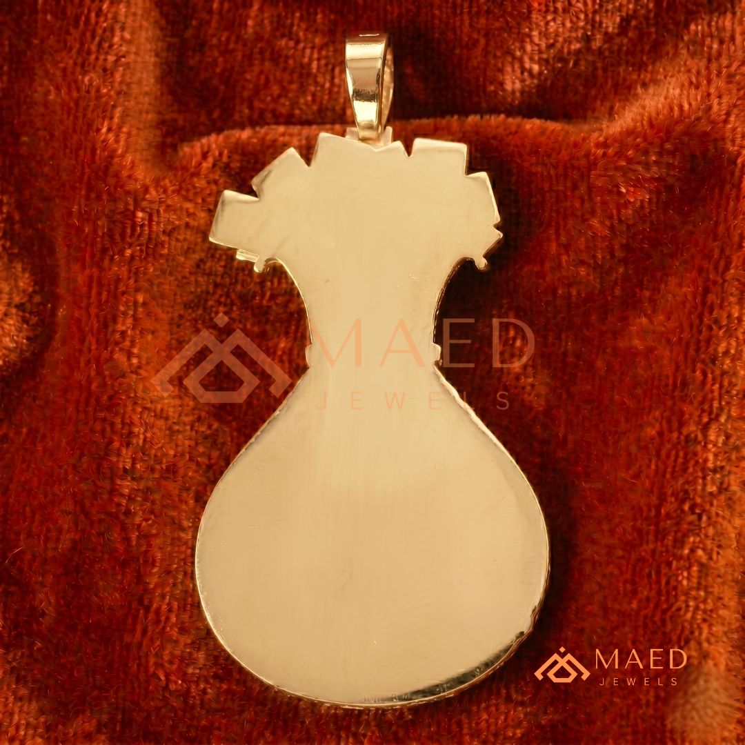 Iced Out Money Bag Pendant with Dollar Sign in Silver, 14K Yellow & Rose Gold