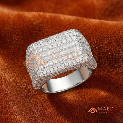Heavy Iced Rounded Cluster Dome Ring – 925 Silver, 14K Gold & Rose Gold