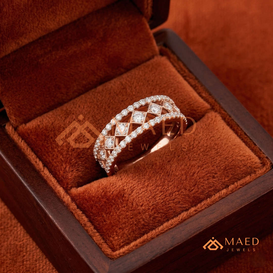 Geometric Openwork Pavé Statement Ring in Silver, 14K Yellow Gold, or Rose Gold