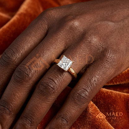 Princess Cut Solitaire Engagement Ring in 14K Gold, Rose Gold & Sterling Silver | Classic Tapered Band Promise Ring for Women