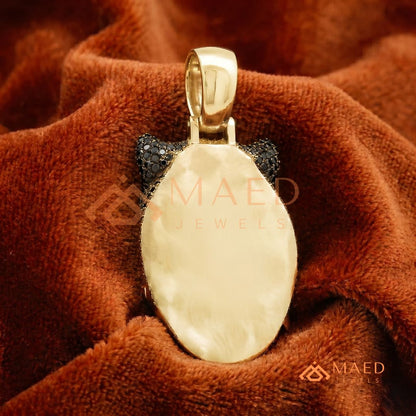 Black Diamond Panther Head Pendant in Sterling Silver, 14K Gold & Rose Gold