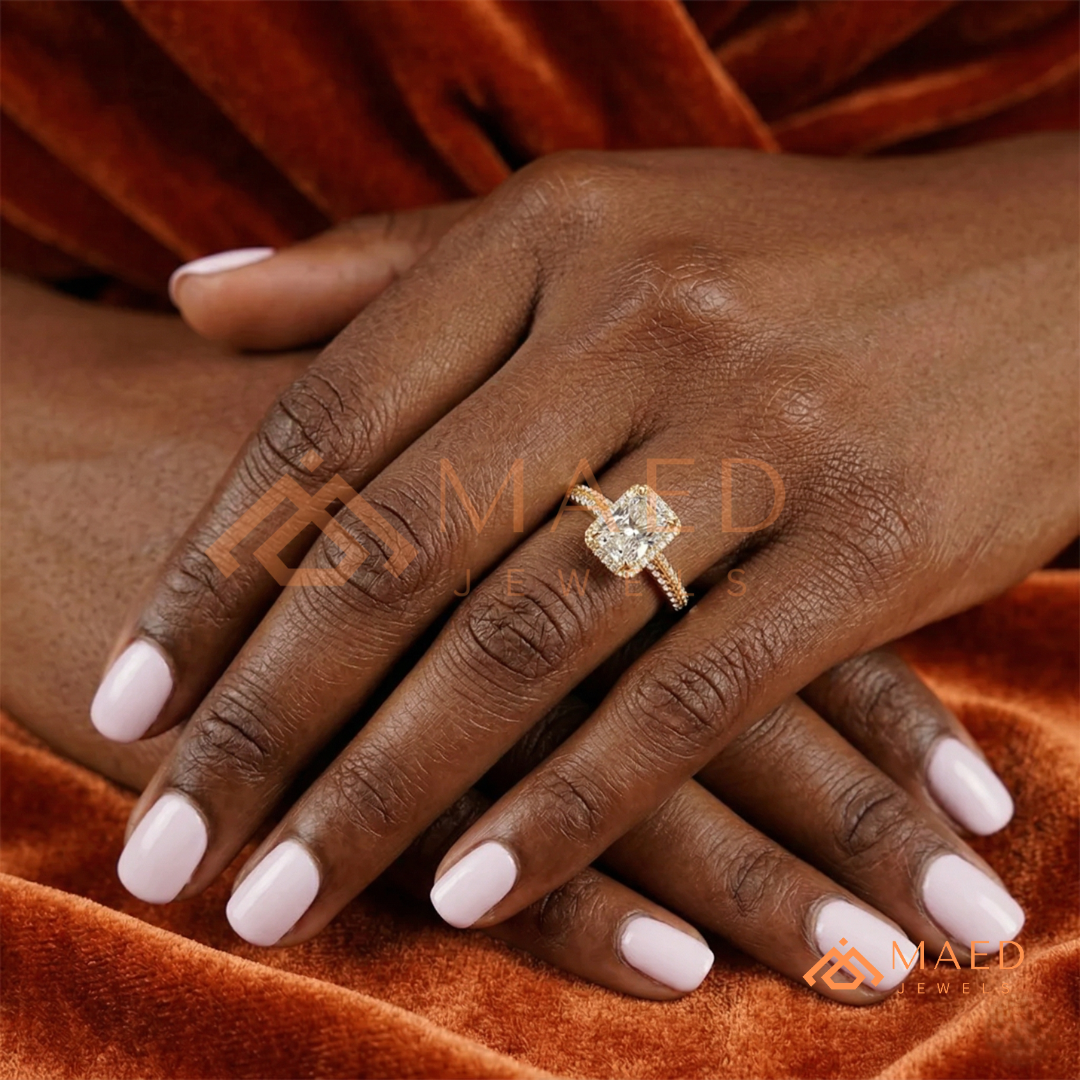 Classic Round 3-Stone Engagement Ring with Twisted Pavé Band
