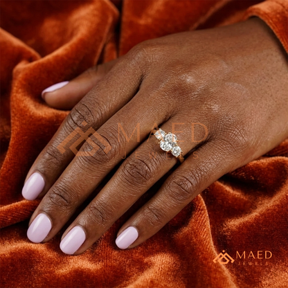 Classic Oval 3-Stone Trilogy Engagement Ring in Gold, Rose Gold & Silver