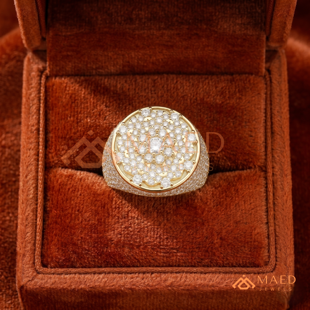 Men's Round Cluster Pave Statement Ring | Sterling Silver, 14K Gold & Rose Gold