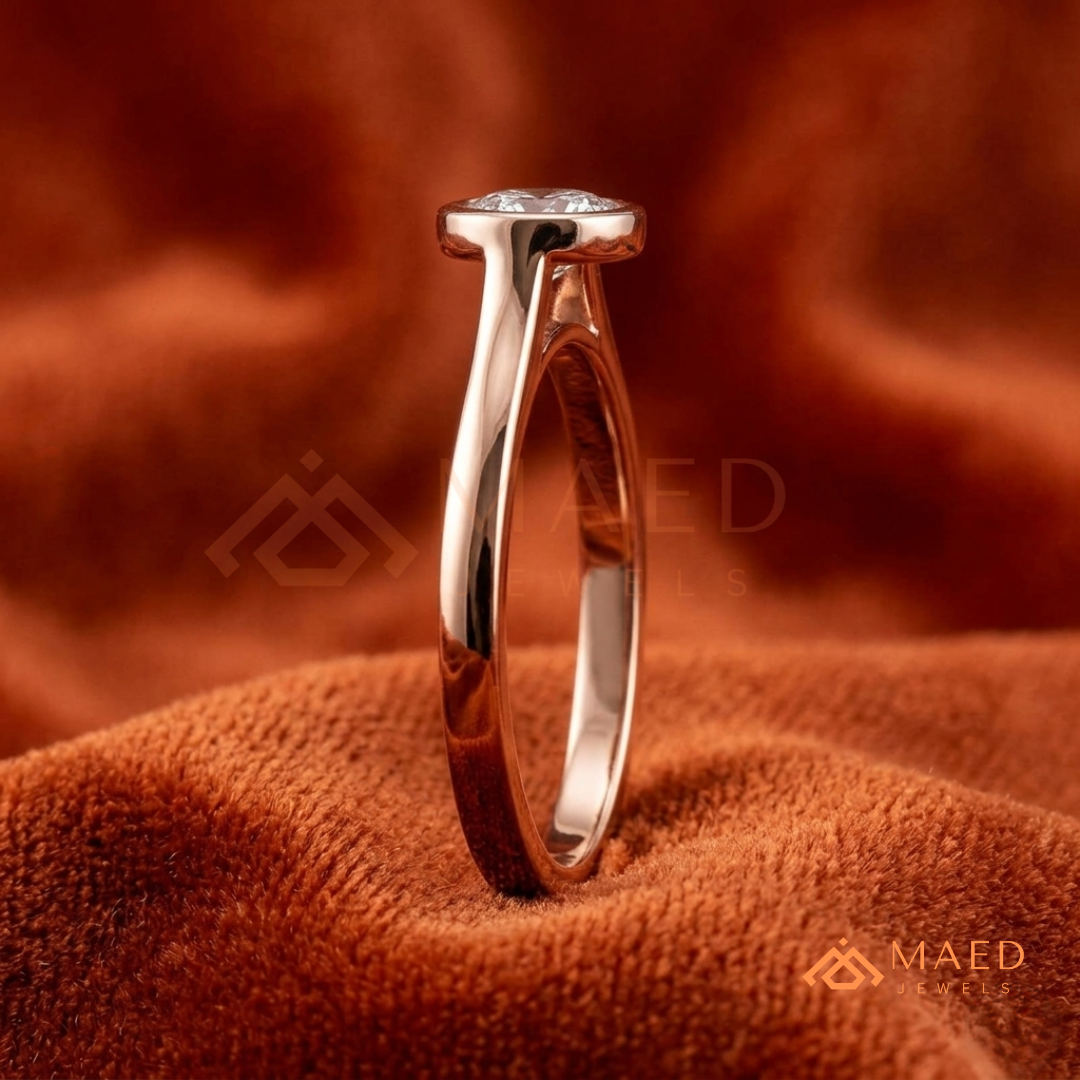 The Solitaire Bezel Ring – Round Brilliant Gemstone (Silver & 14k Gold)
