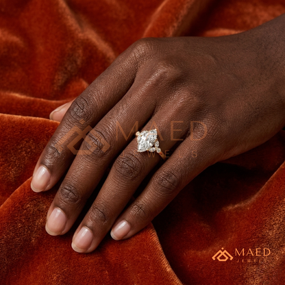 Vintage Marquise Flora Diamond Simulant Ring in 14K Yellow Gold, Rose Gold & Silver