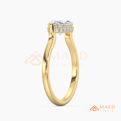 East-West Marquise Cut Engagement Ring | 14K Gold, Rose Gold & Silver Solitaire
