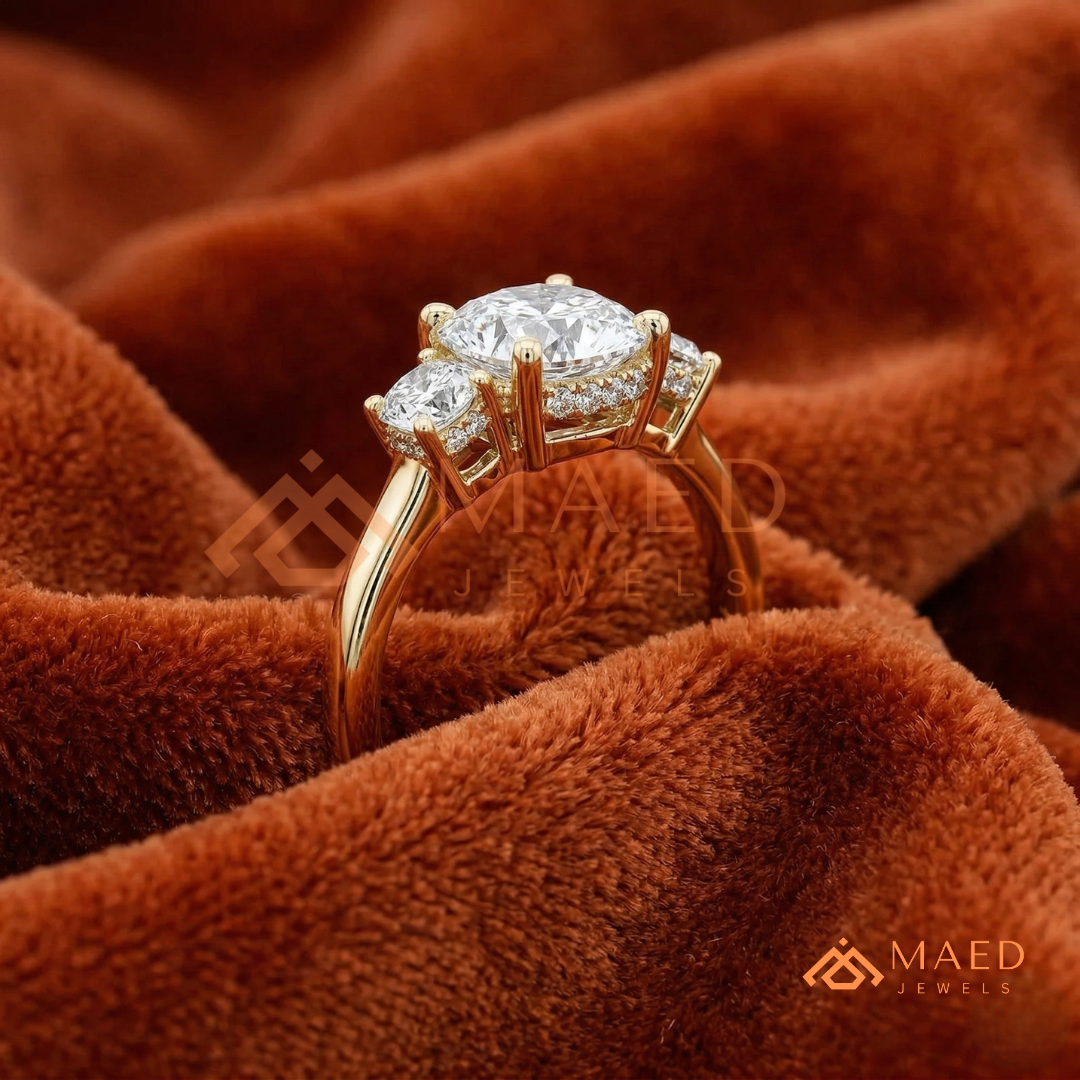 : Oval Cut 3-Stone Engagement Ring in Sterling Silver, 14K Gold & 14K Rose Gold