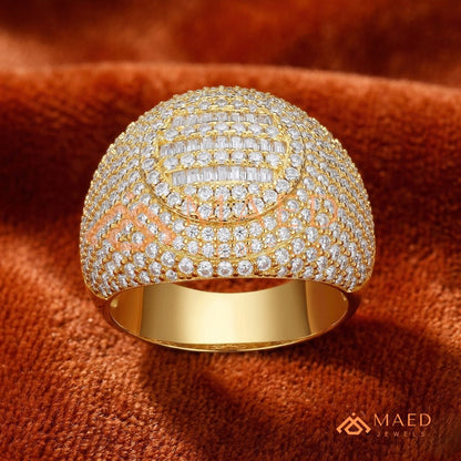 Heavy Square Iced Baguette Signet Ring – 925 Silver, 14K Gold & Rose Gold