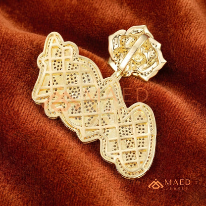 Iced Out "CASH" Money Rose Pendant – 14K Gold, Rose Gold & Sterling Silver Hip Hop Charm
