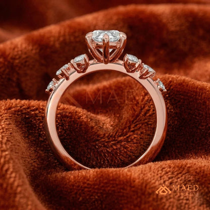 Vintage Marquise Cut Cluster Engagement Ring in 14K Gold, Rose Gold & Silver