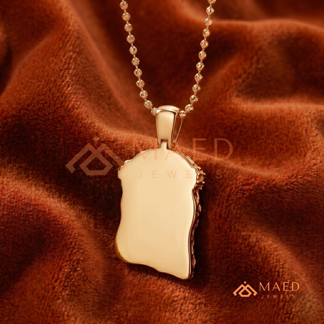 Iced Out Jesus Piece Pendant Necklace in Sterling Silver & 14K Gold