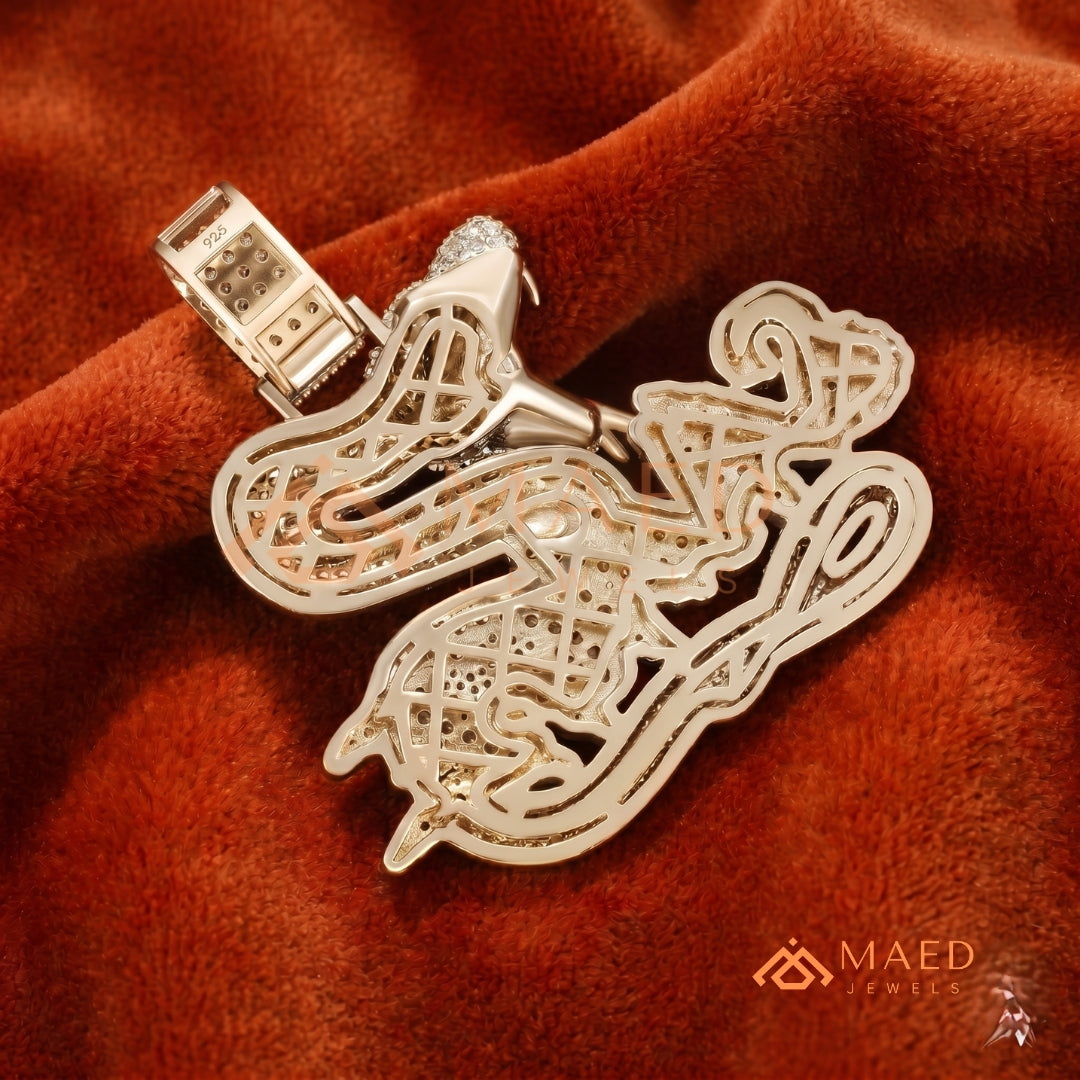 Iced Out "Savage" Snake Pendant - 14K Gold, Rose Gold & Silver Hip Hop Jewelry