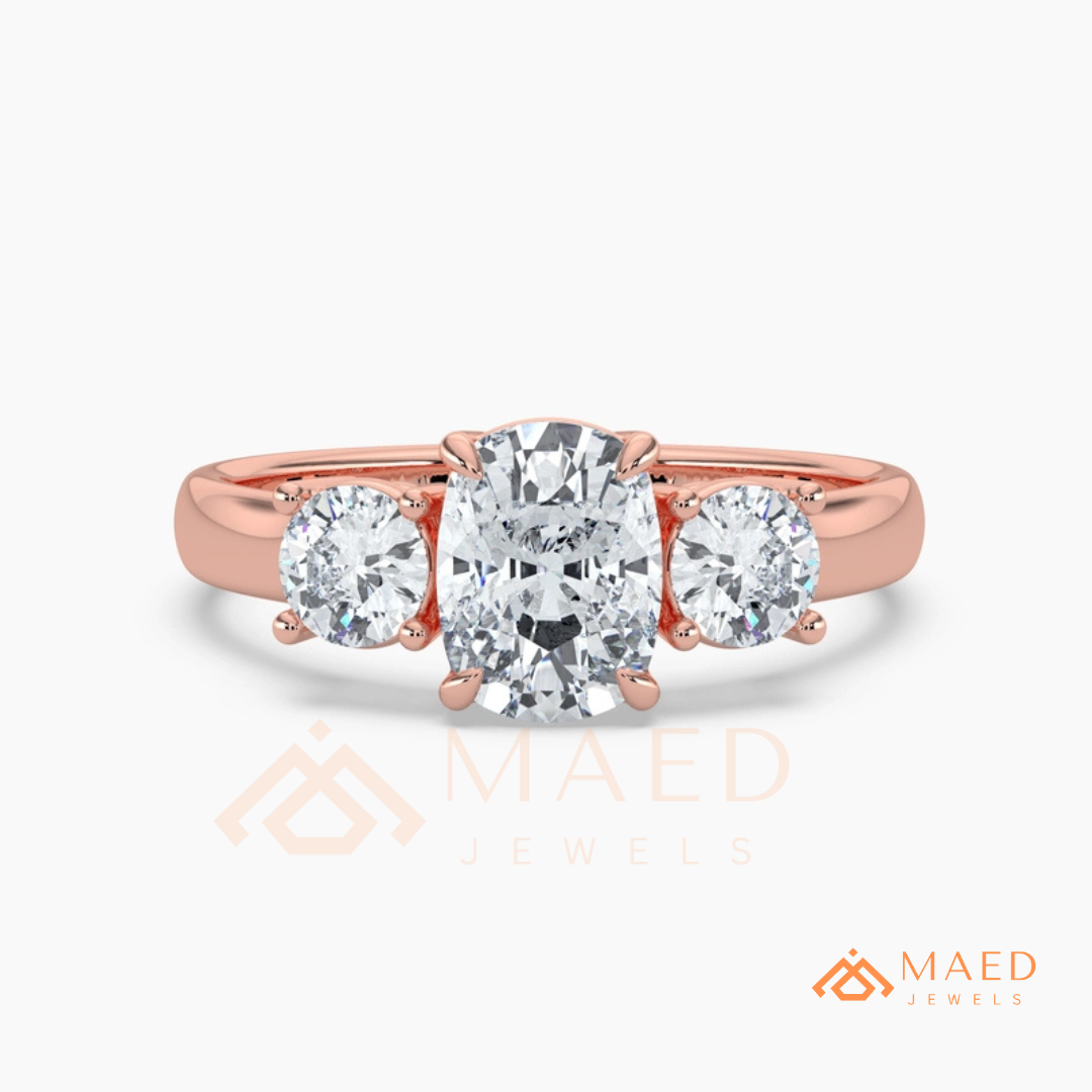 Classic Oval 3-Stone Trilogy Engagement Ring in Gold, Rose Gold & Silver